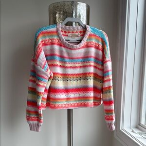 Saltwater LUXE Cozy Pink and Blue Striped Crew Neck Sweater